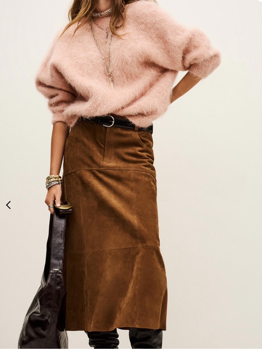 ba&sh Alpaca Wool Pale Rose Round Neck Backless Sweater